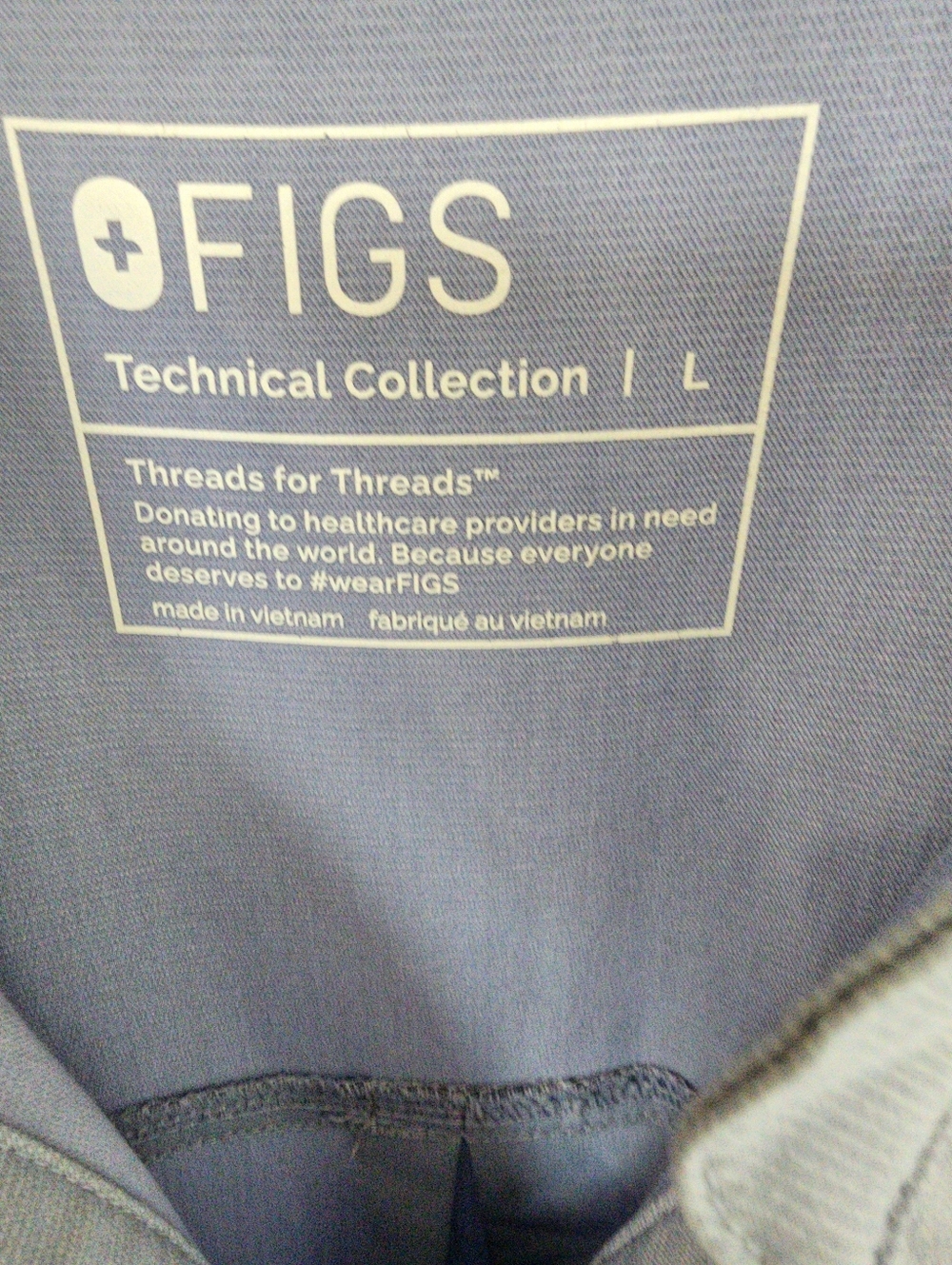 FIGS Vapor Blue Space Dye Rafaela Top & Kade Cargo Pant Scrub Set Size Large - Picture 7 of 15